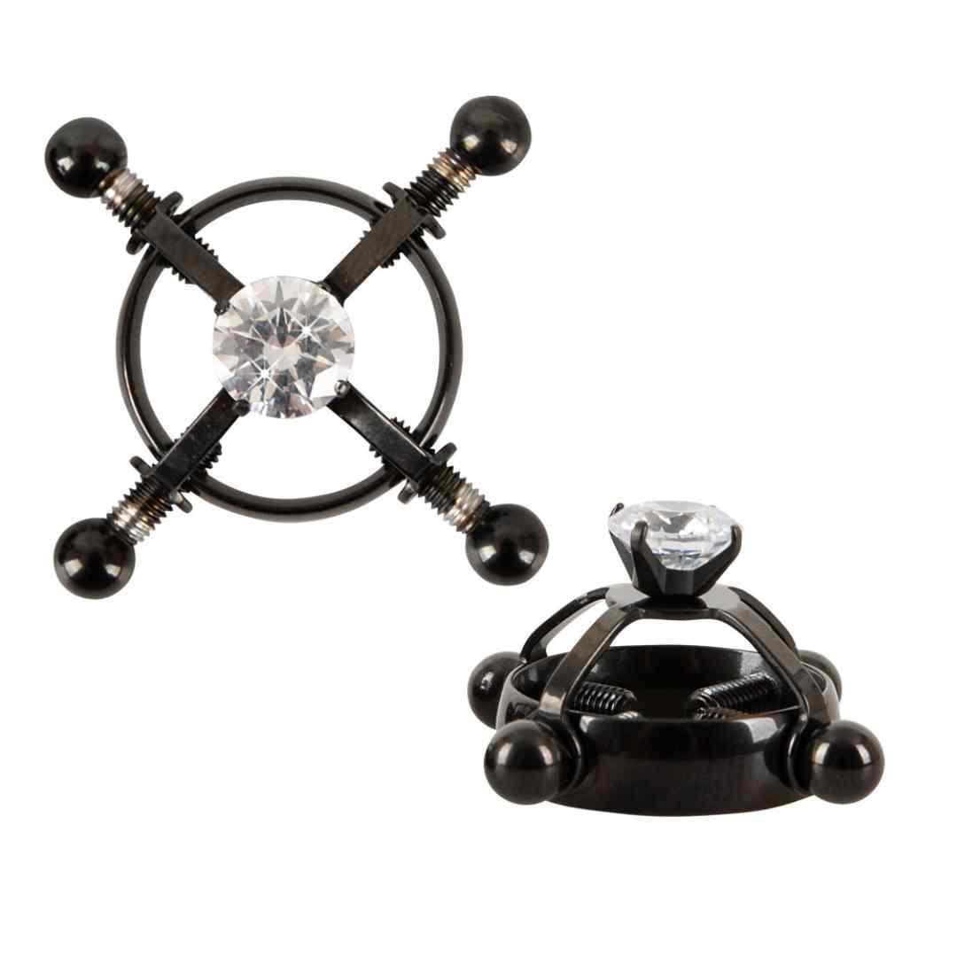 Nippelklemmen mit Kristall - verstellbar Ø 1.8 cm (schwarz) - loveiu.ch