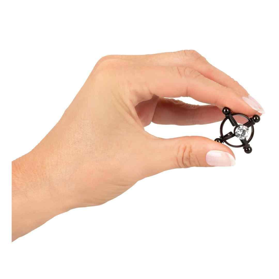 Nippelklemmen mit Kristall - verstellbar Ø 1.8 cm (schwarz) - loveiu.ch