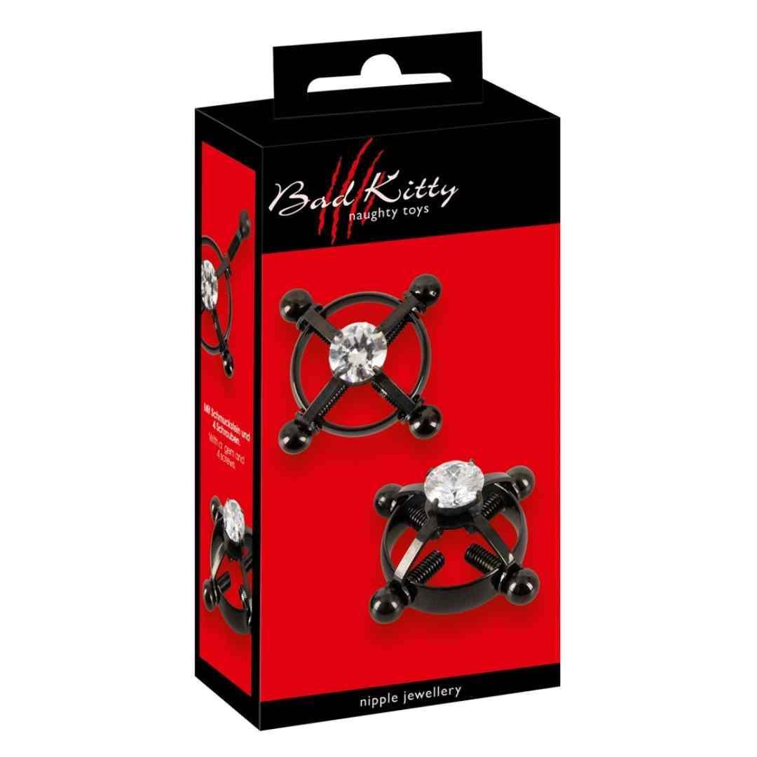 Nippelklemmen mit Kristall - verstellbar Ø 1.8 cm (schwarz) - loveiu.ch