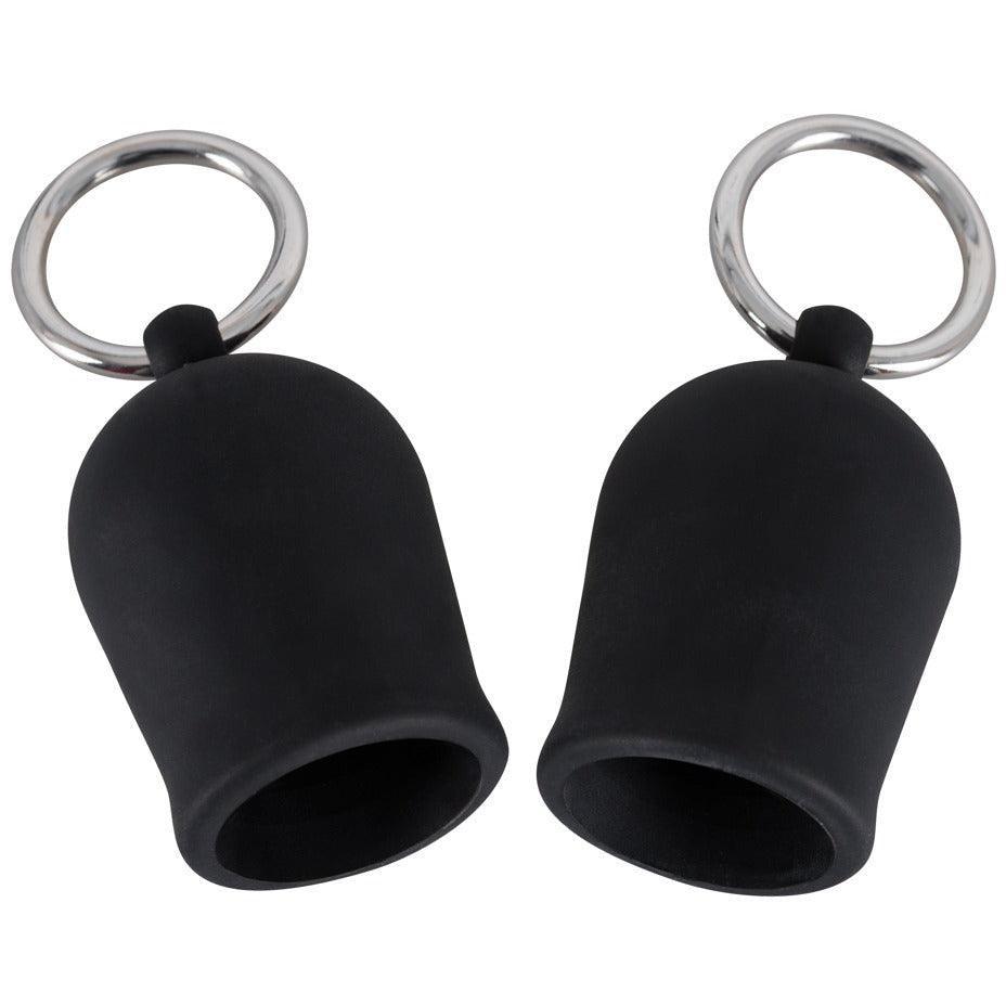 Nippelsauger-Set "Black Velvet" aus Silikon - Metallringe (schwarz/silber) - loveiu.ch