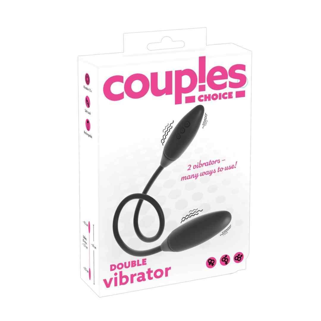 Paarvibrator "Couple's Double" aus Silikon - für die zweifache Stimulation 65 cm (schwarz) - loveiu.ch