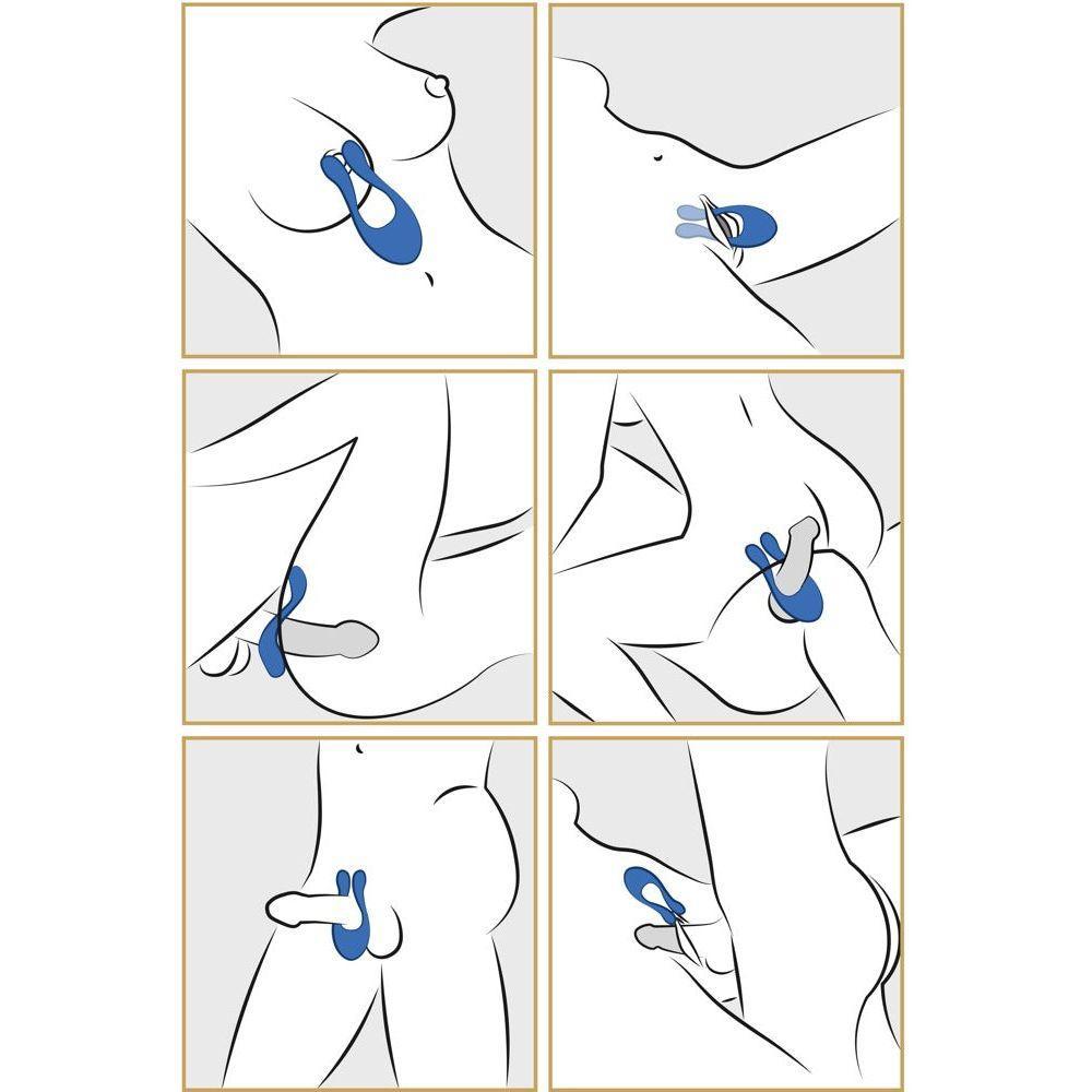 Paarvibrator "Doppio" aus Silikon - mit flexiblen Vibroarmen 14 cm (blau) - loveiu.ch