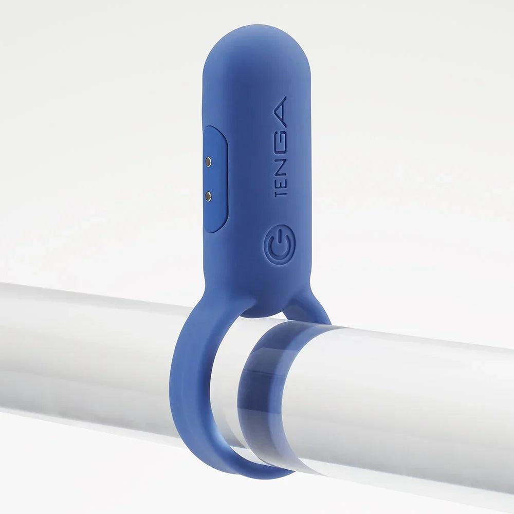 Blaues Tenga Masturbationshilfsmittel mit Ring für Stange, diskret und komfortabel