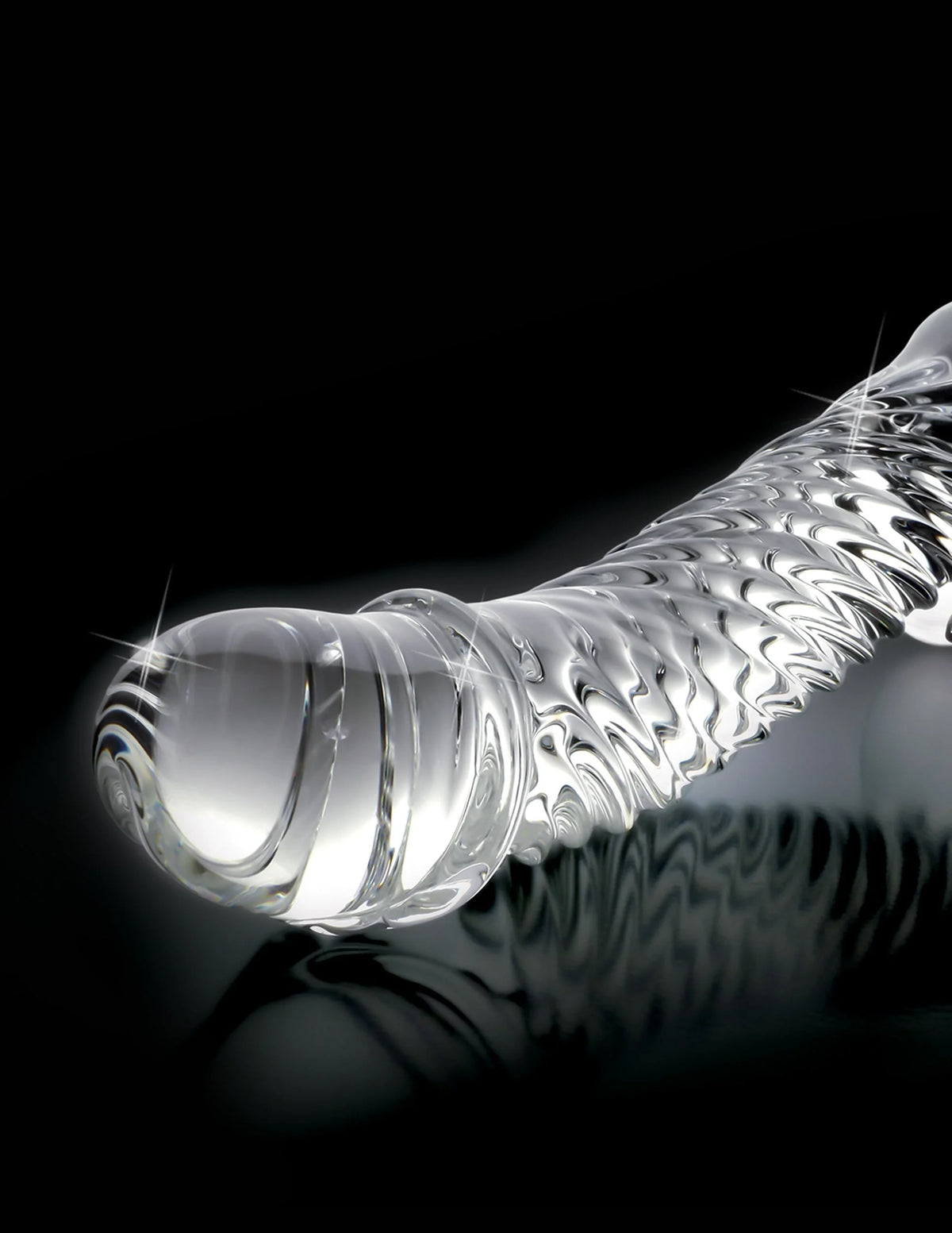 Gode en verre « n° 61 » avec base et testicules - 16,5 cm (transparent)