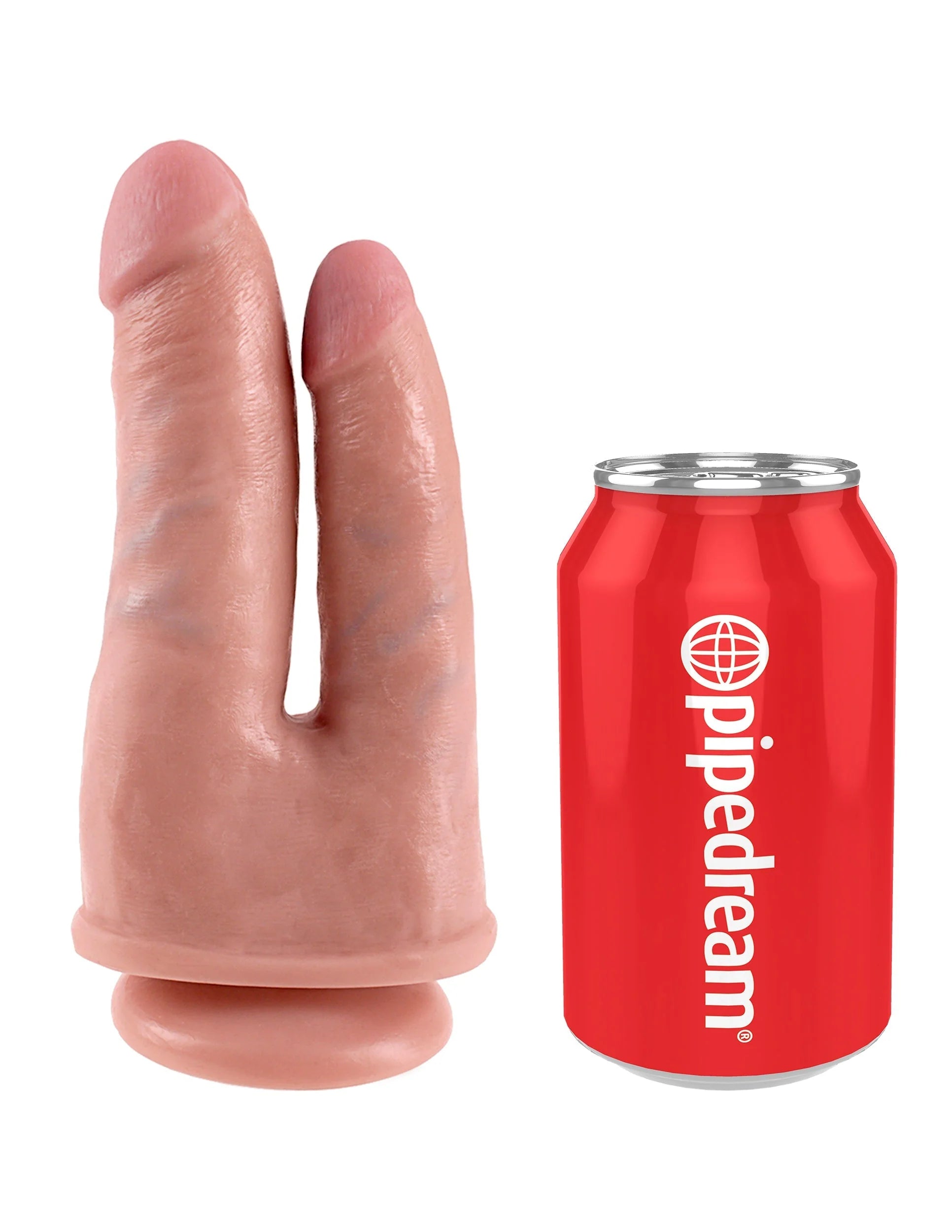 Gode double "Double Penetrator" avec base ventouse - double stimulation ciblée 21 cm (couleur peau claire)