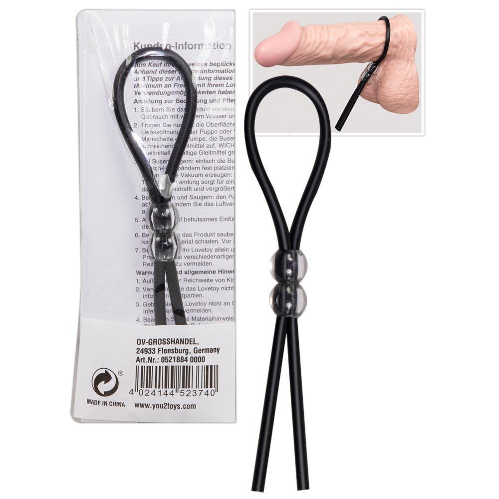 Penis-Schlaufe aus Silikon mit zwei Kunststoffperlen Ø max. 5.5 cm (schwarz) - loveiu.ch