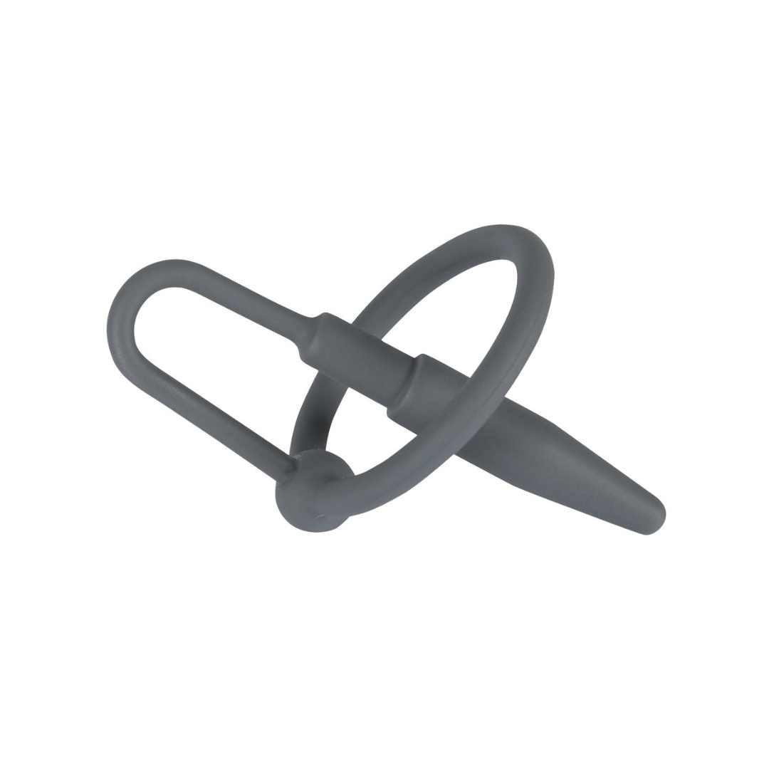 Penisplug mit Eichelring aus Silikon - Harnrörenstimulation Ø 0.8 mm (schwarz) - loveiu.ch