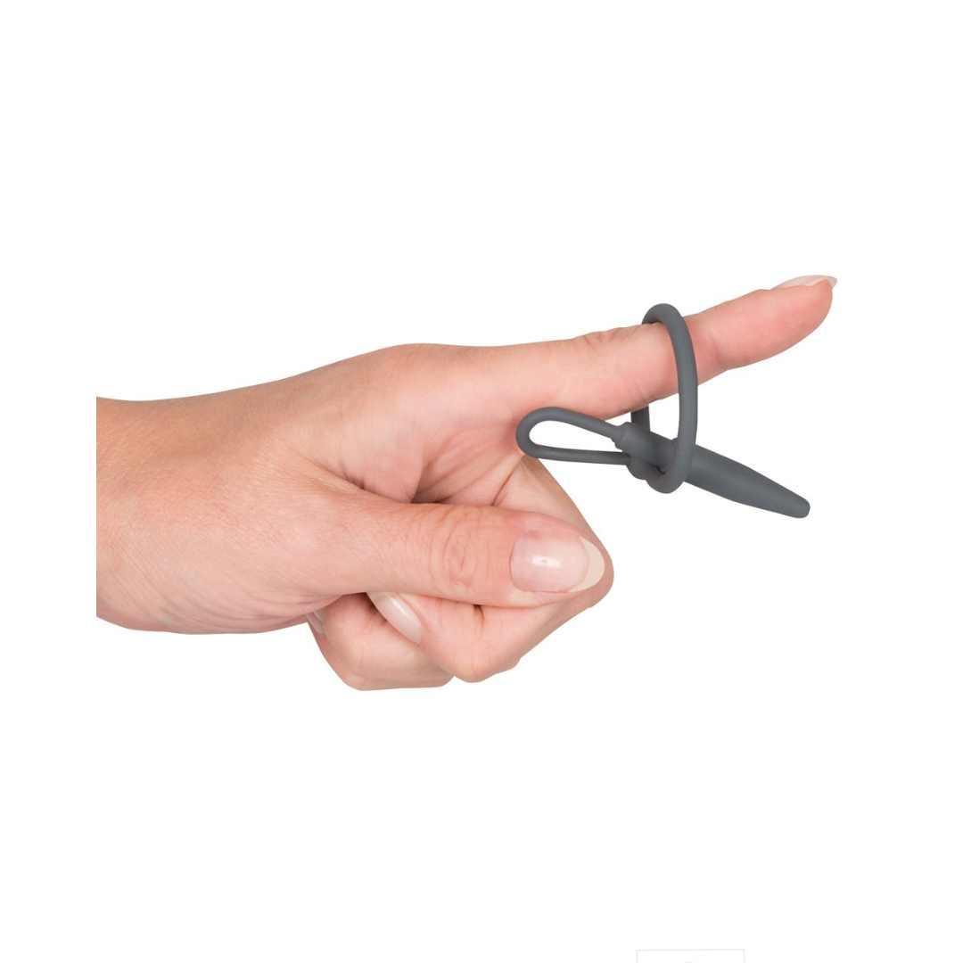 Penisplug mit Eichelring aus Silikon - Harnrörenstimulation Ø 0.8 mm (schwarz) - loveiu.ch