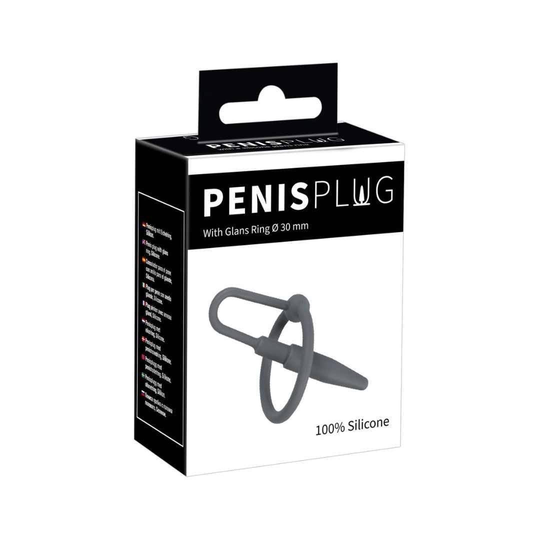 Penisplug mit Eichelring aus Silikon - Harnrörenstimulation Ø 0.8 mm (schwarz) - loveiu.ch