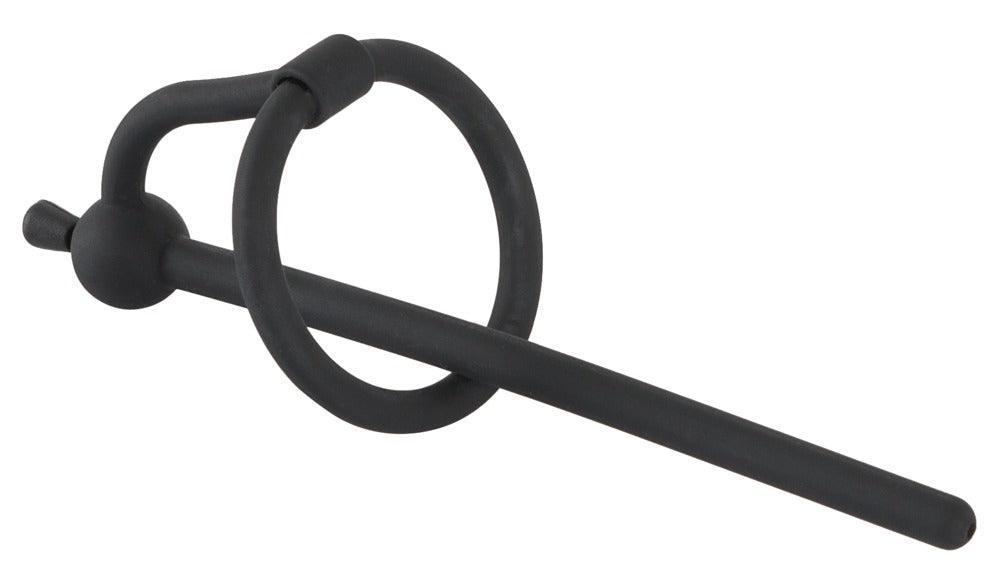 Penisplug "Piss Play" aus Silikon - mit beweglichem Eichelring Ø 0.6 cm (schwarz) - loveiu.ch