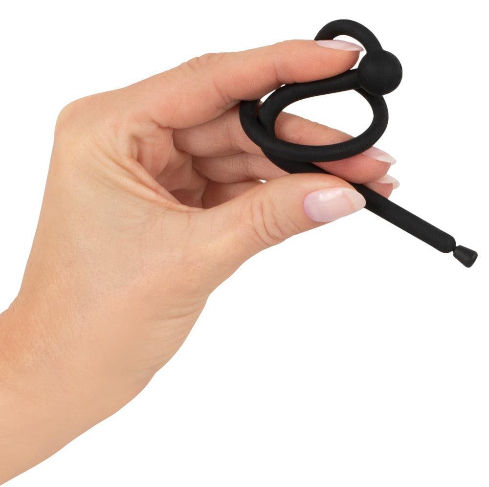 Penisplug "Piss Play" aus Silikon - mit beweglichem Eichelring Ø 0.6 cm (schwarz) - loveiu.ch