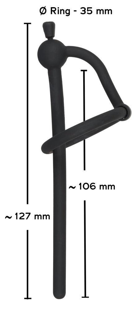 Penisplug "Piss Play" aus Silikon - mit beweglichem Eichelring Ø 0.6 cm (schwarz) - loveiu.ch
