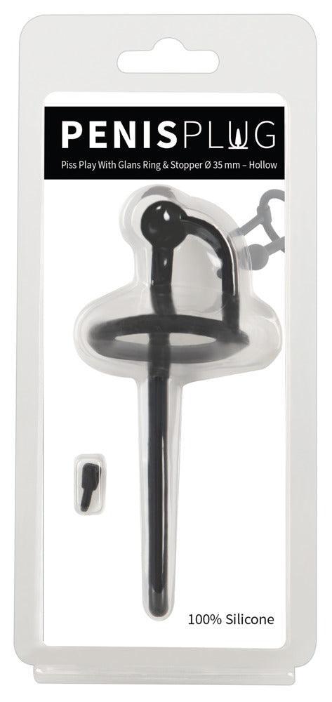 Penisplug "Piss Play" aus Silikon - mit beweglichem Eichelring Ø 0.6 cm (schwarz) - loveiu.ch