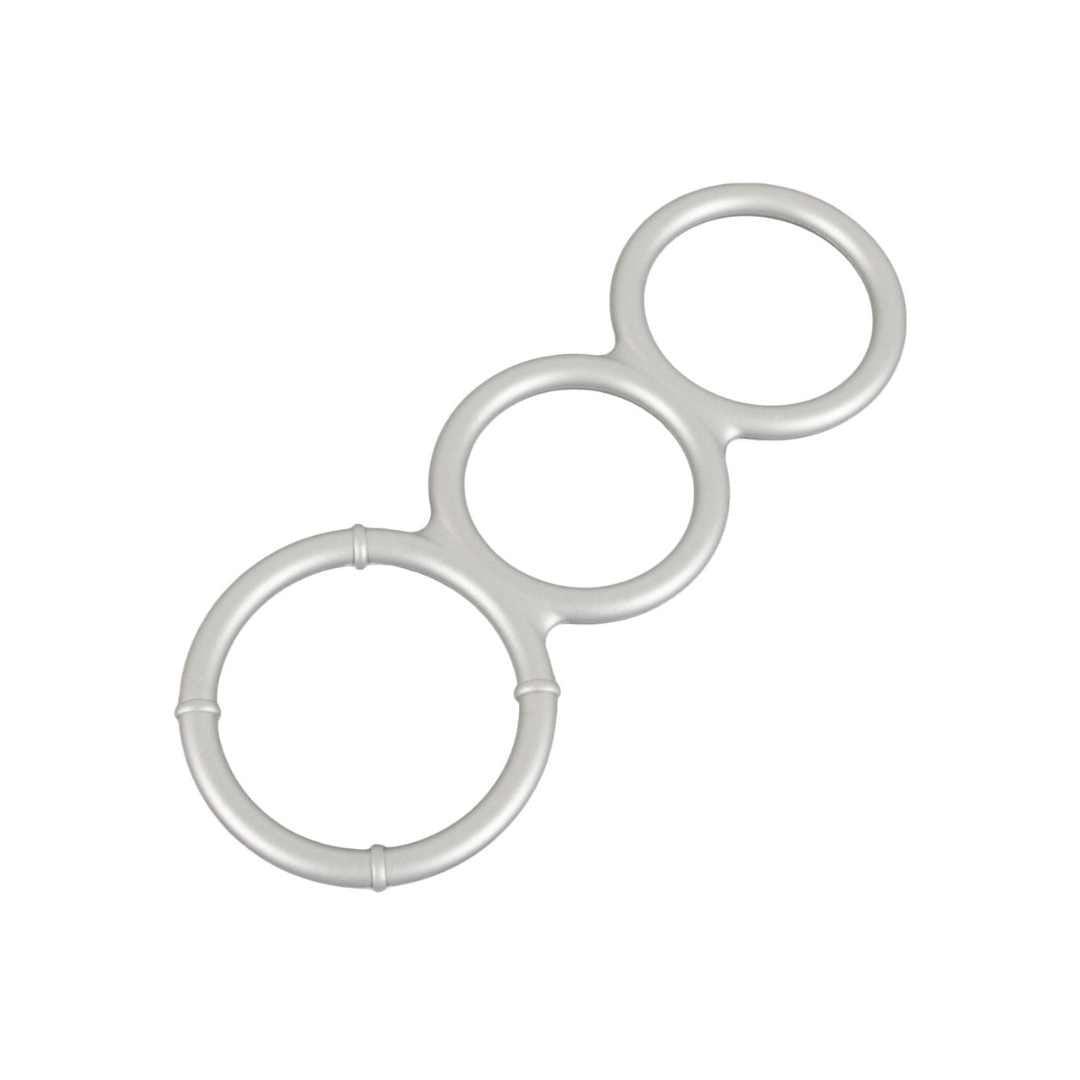 Penisring "Triple cock/ball ring" aus Silikon - Ø bis zu 3.8 cm (silber) - loveiu.ch