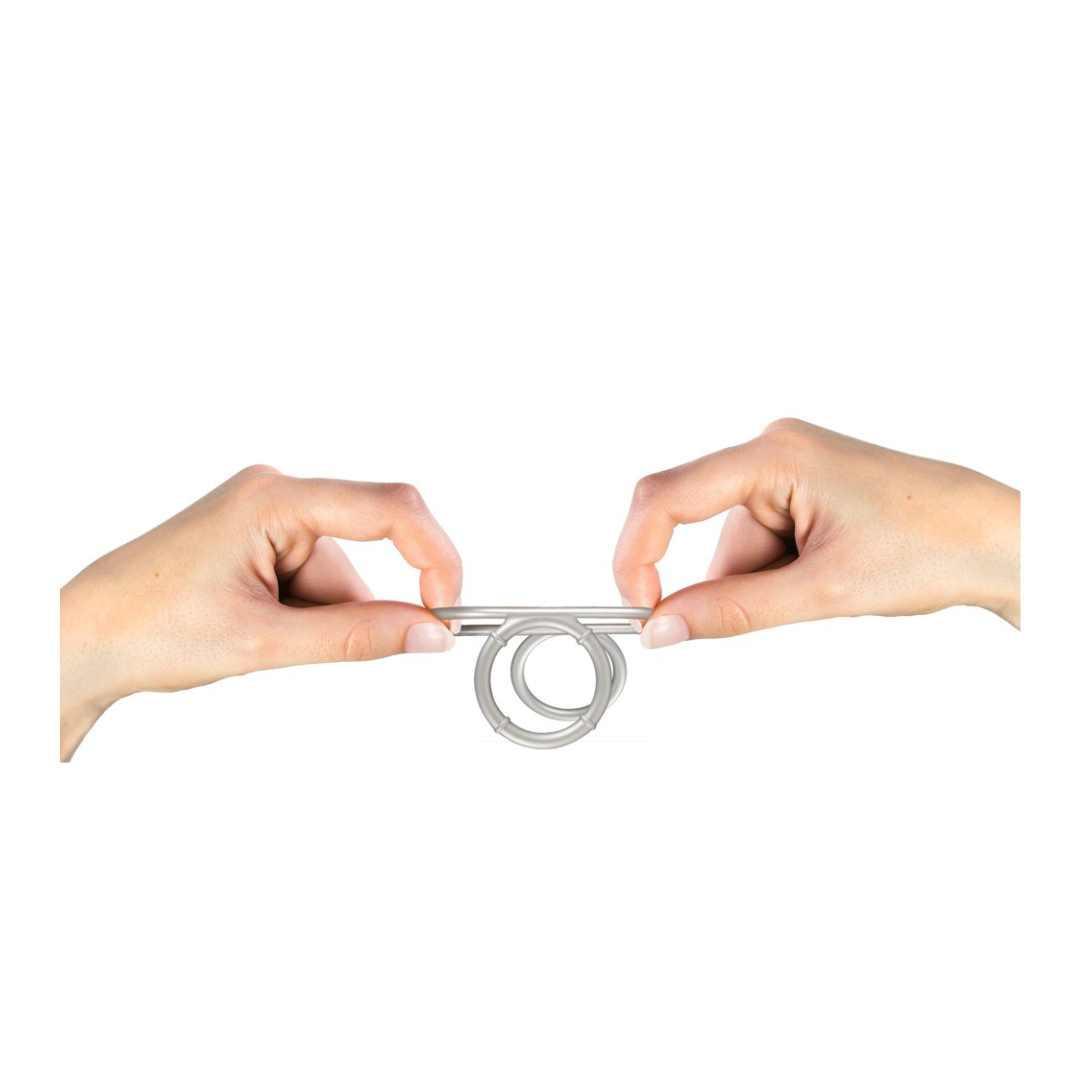 Penisring "Triple cock/ball ring" aus Silikon - Ø bis zu 3.8 cm (silber) - loveiu.ch