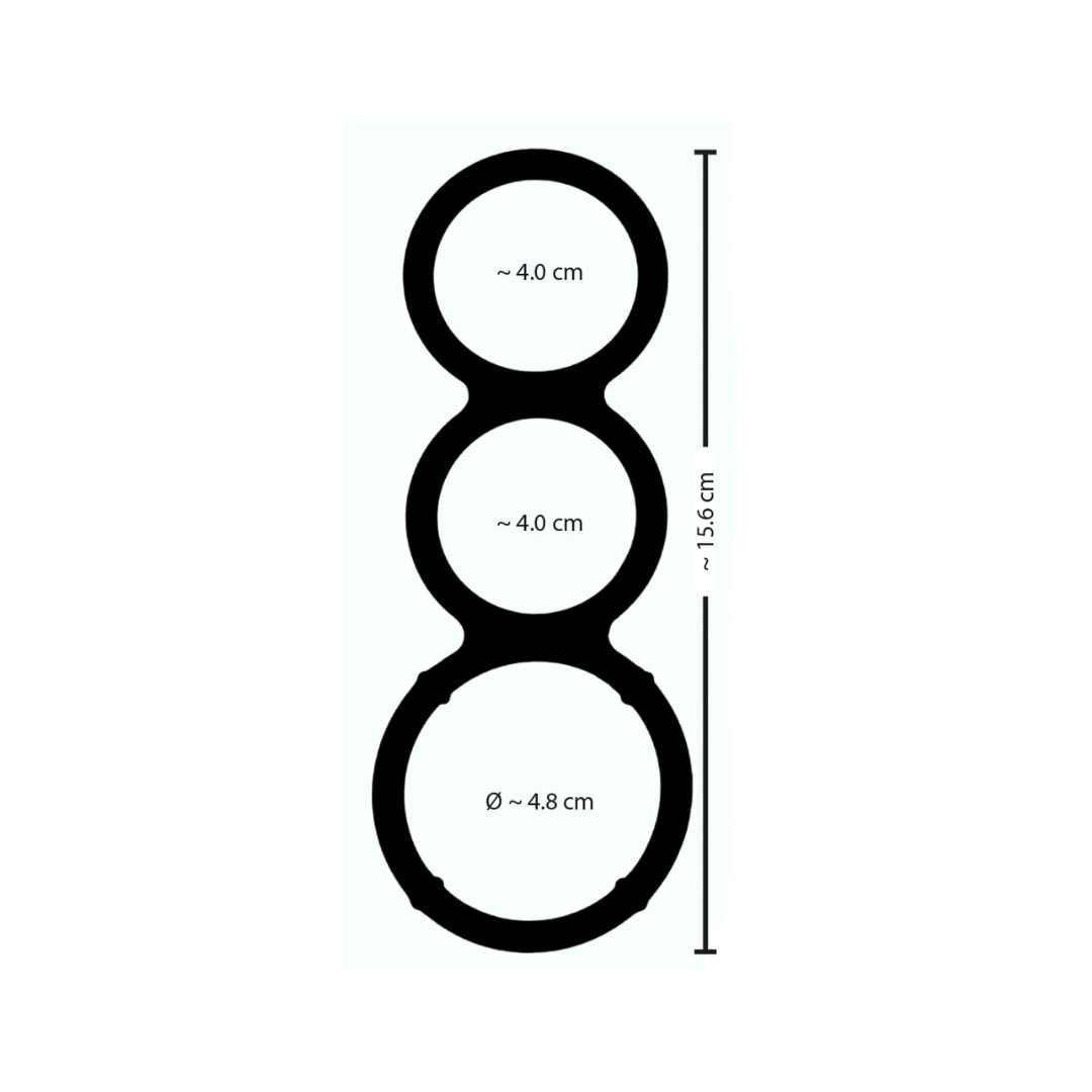 Penisring "Triple cock/ball ring" aus Silikon - Ø bis zu 3.8 cm (silber) - loveiu.ch