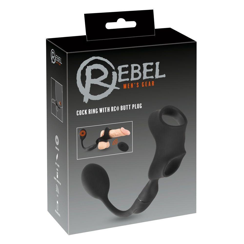 Penisring mit vibrierendem Analplug aus Silikon - mit Fernbedienung steuerbar (schwarz) - loveiu.ch