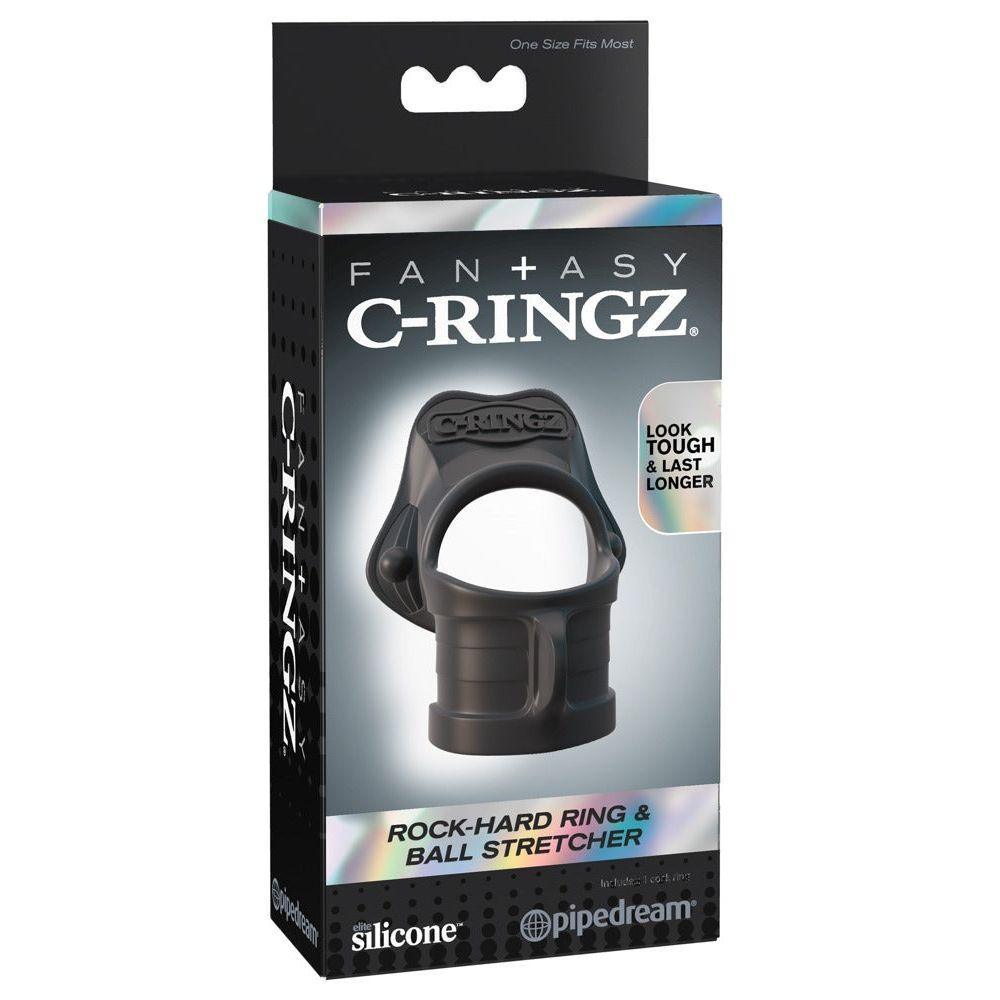 Penisring "Rock-Hard Ring & Ball Stretcher" aus Silikon Ø 3.8 cm (schwarz) - loveiu.ch