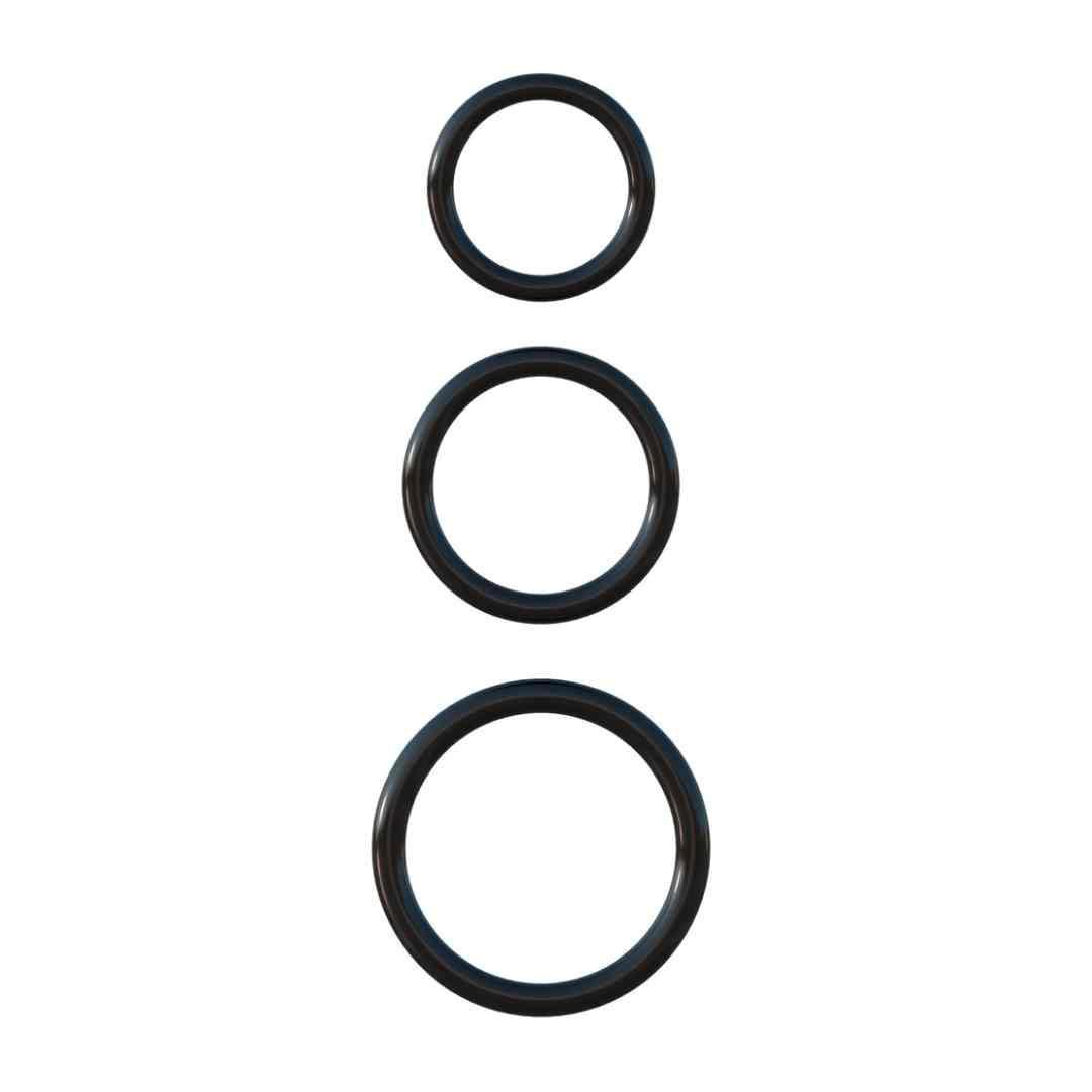 Penisring "Stamina" aus Silikon im 3er Set - Ø 3.2 - 5.1 cm (schwarz) - loveiu.ch
