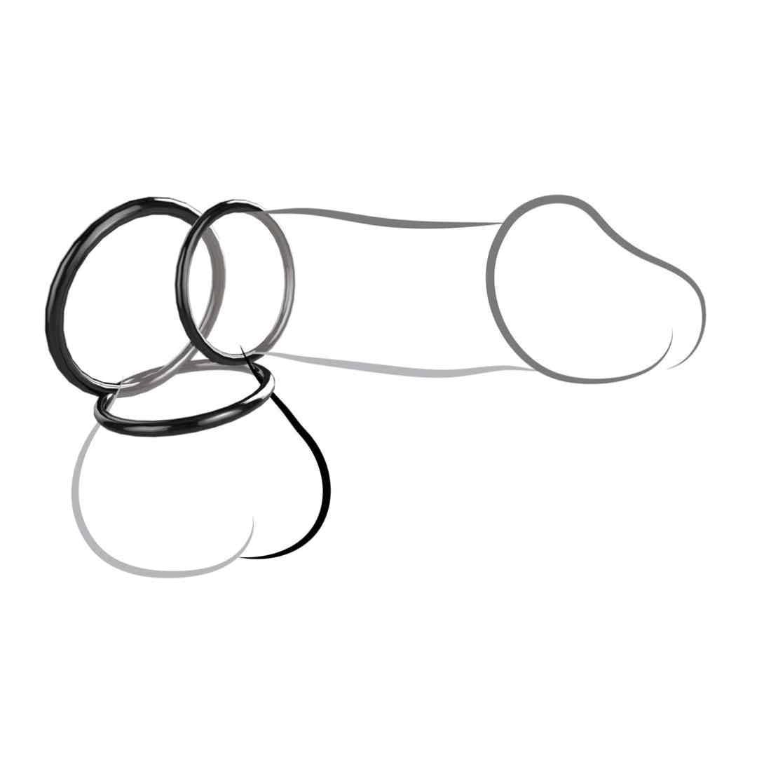 Penisring "Stamina" aus Silikon im 3er Set - Ø 3.2 - 5.1 cm (schwarz) - loveiu.ch