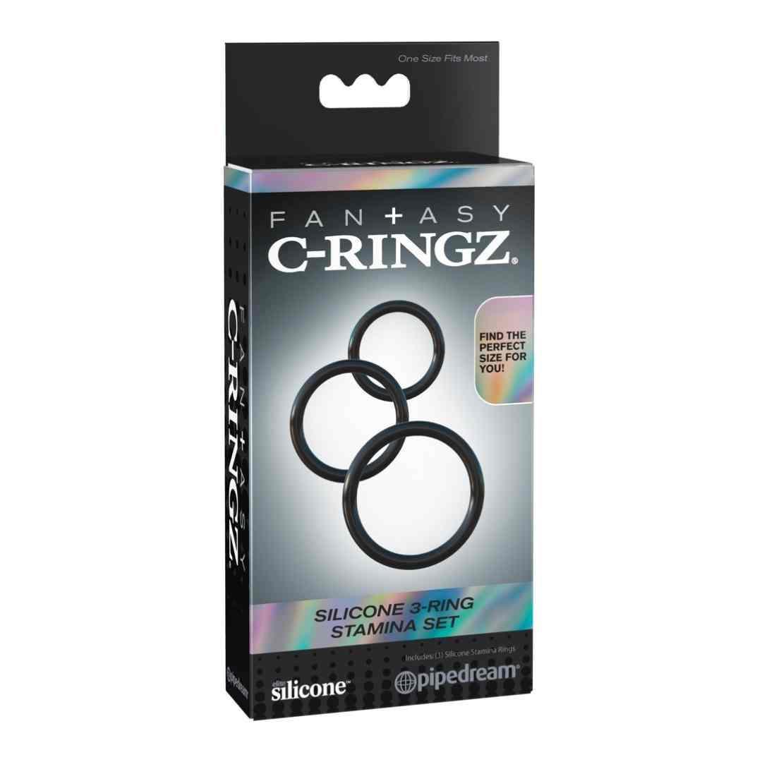 Penisring "Stamina" aus Silikon im 3er Set - Ø 3.2 - 5.1 cm (schwarz) - loveiu.ch