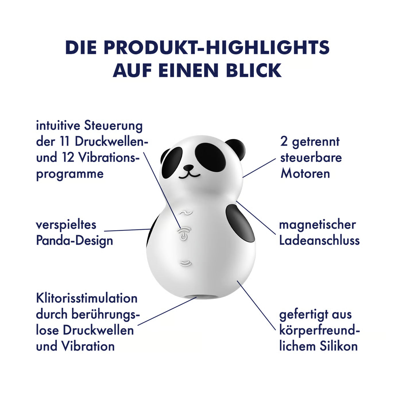 SATISFYER Lay-on Vibrator "Pocket Panda" - Airpulse Technology 10cm (white)
