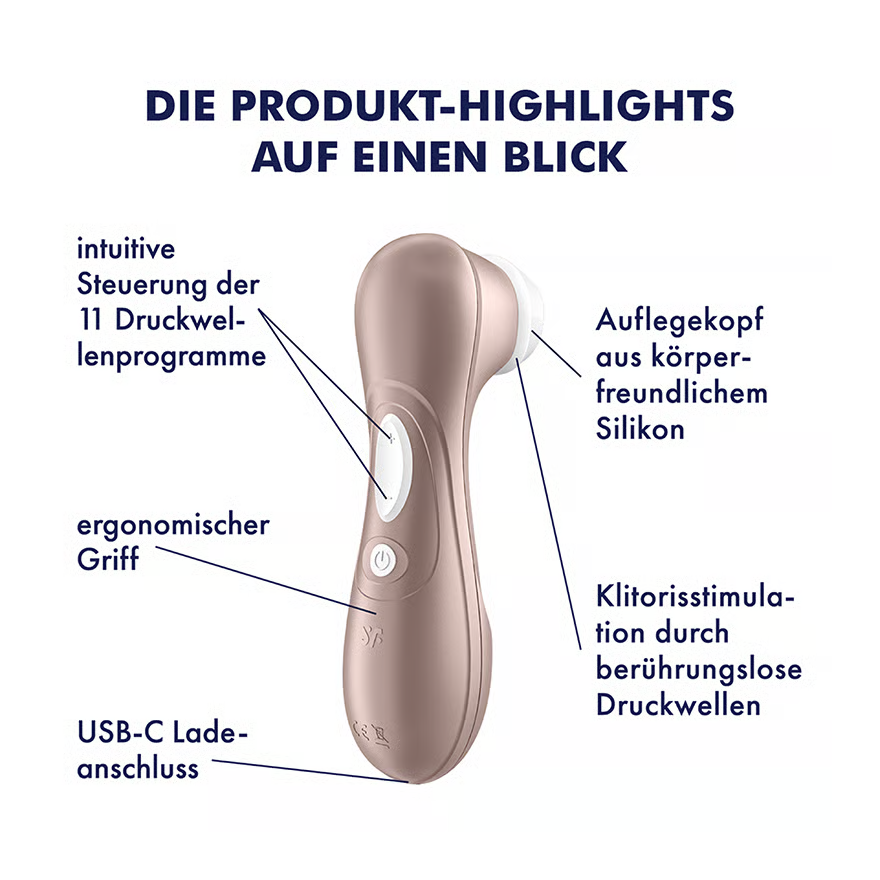 SATISFYER lay-on vibrator "Pro 2 Generation 2" - Airpulse technology 16.5 cm (gold)