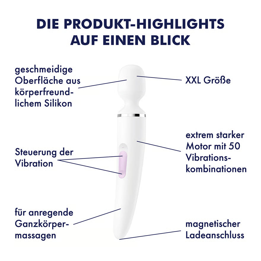 Massager „Wand-er“ von Satisfyer aus Silikon – 30 cm (weiss)
