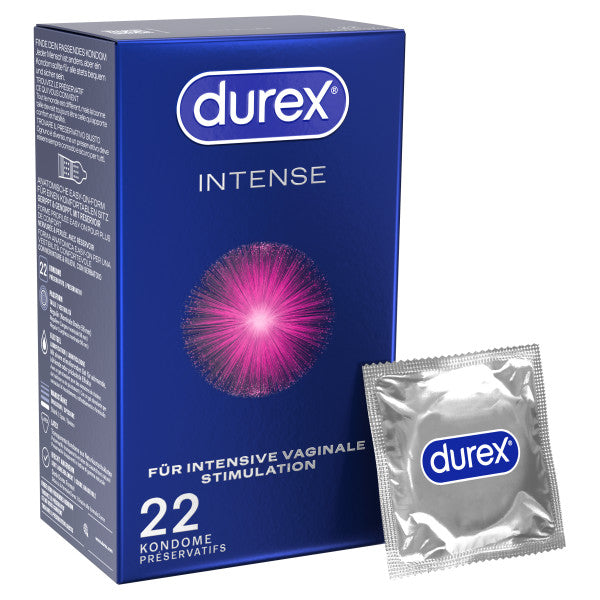 Kondome "Intense Orgasmic " mit Minzaroma & genoppter Oberfläche (Ø 56 mm/22 Stk.) von Durex