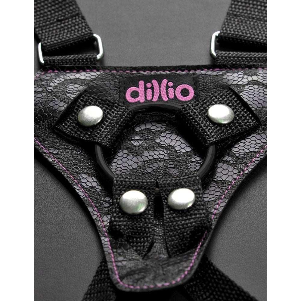 Strap-on Dildo "suspender 6“ mit harness & drei unterschiedlichen Ringen - 16.5 cm (schwarz/pink) - loveiu.ch