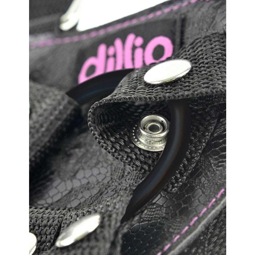Strap-on Dildo "suspender 6“ mit harness & drei unterschiedlichen Ringen - 16.5 cm (schwarz/pink) - loveiu.ch