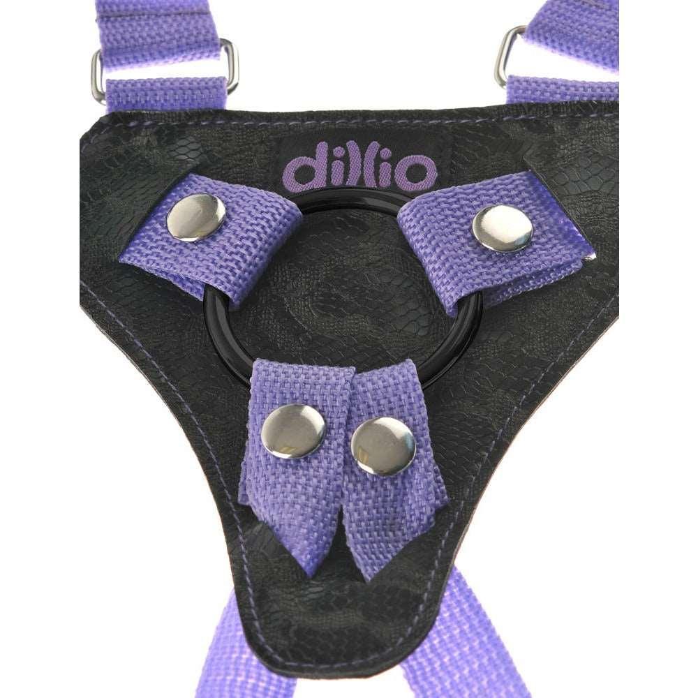 Strap-on Dildo "suspender 7“ mit harness & drei unterschiedlichen Ringen - 19 cm (schwarz/violett) - loveiu.ch