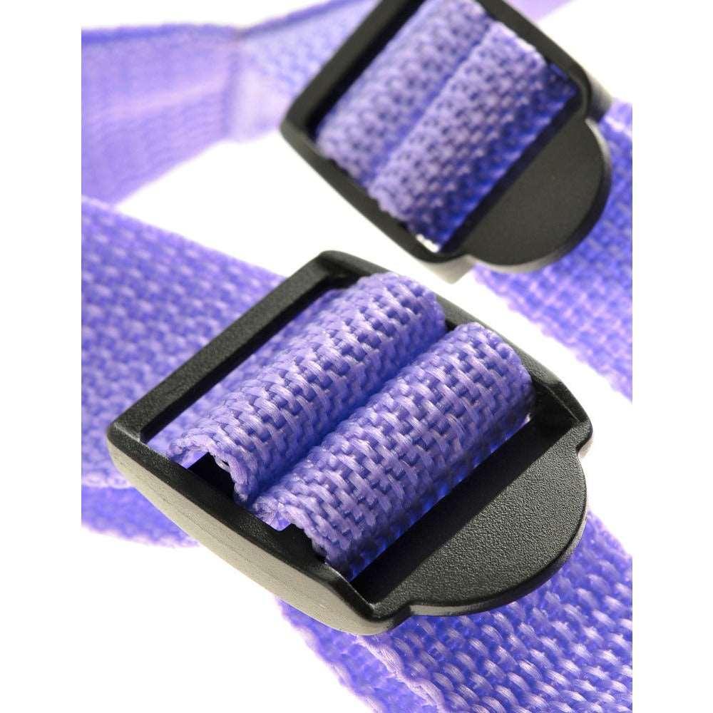 Strap-on Dildo "suspender 7“ mit harness & drei unterschiedlichen Ringen - 19 cm (schwarz/violett) - loveiu.ch