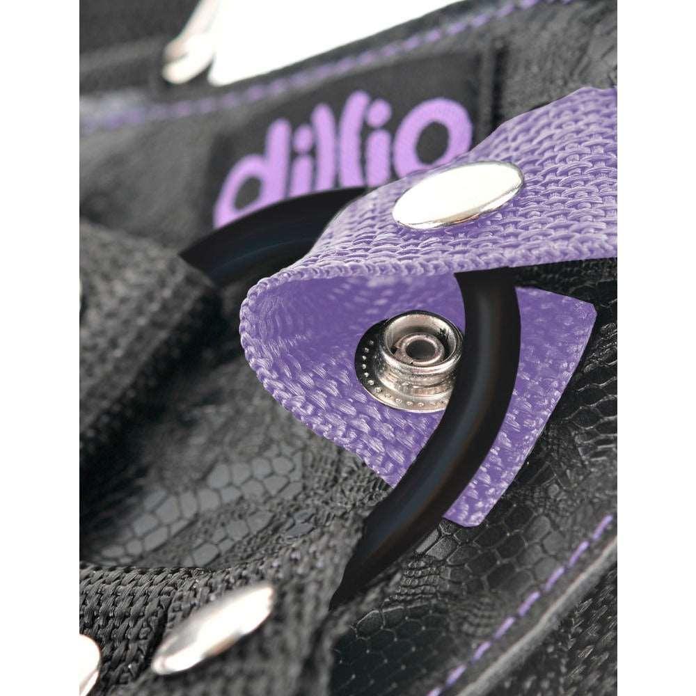 Strap-on Dildo "suspender 7“ mit harness & drei unterschiedlichen Ringen - 19 cm (schwarz/violett) - loveiu.ch
