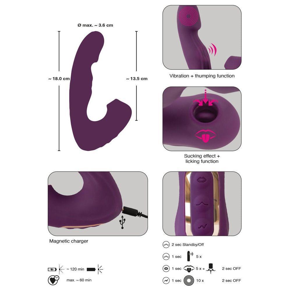Vibrator mit Klitorissauger "4 Function" aus Silikon 18 cm (violett) - loveiu.ch