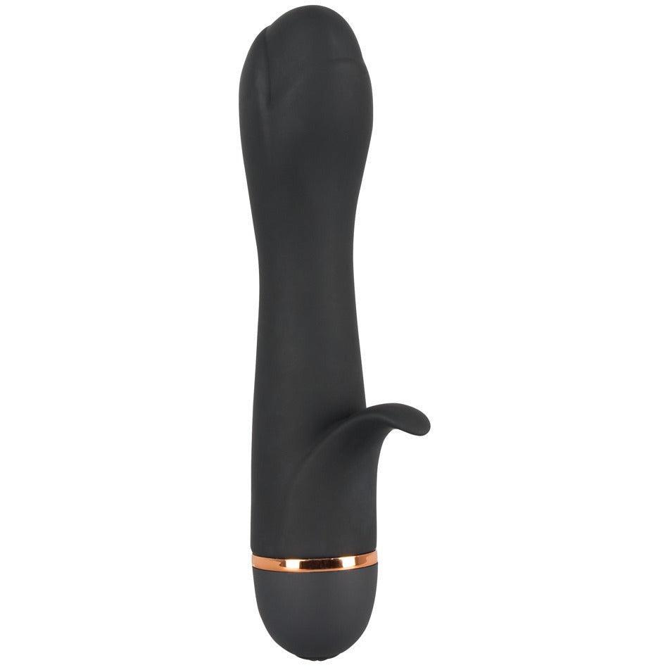 Vibrator "Tulip" aus Silikon - mit Klitorisreizer 16.4 cm (schwarz) - loveiu.ch