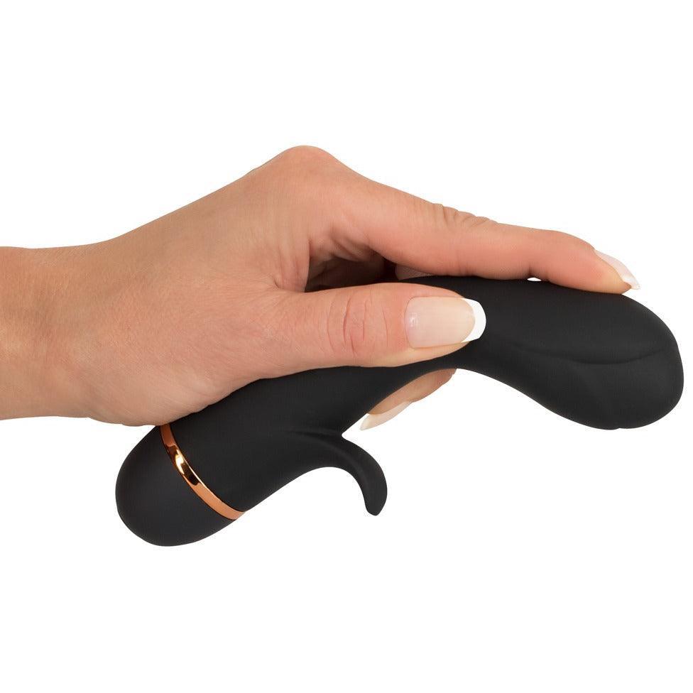 Vibrator "Tulip" aus Silikon - mit Klitorisreizer 16.4 cm (schwarz) - loveiu.ch