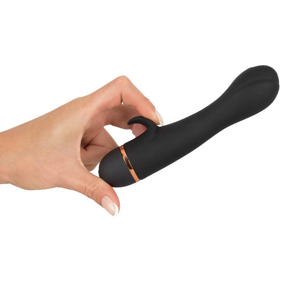 Vibrator "Tulip" aus Silikon - mit Klitorisreizer 16.4 cm (schwarz) - loveiu.ch