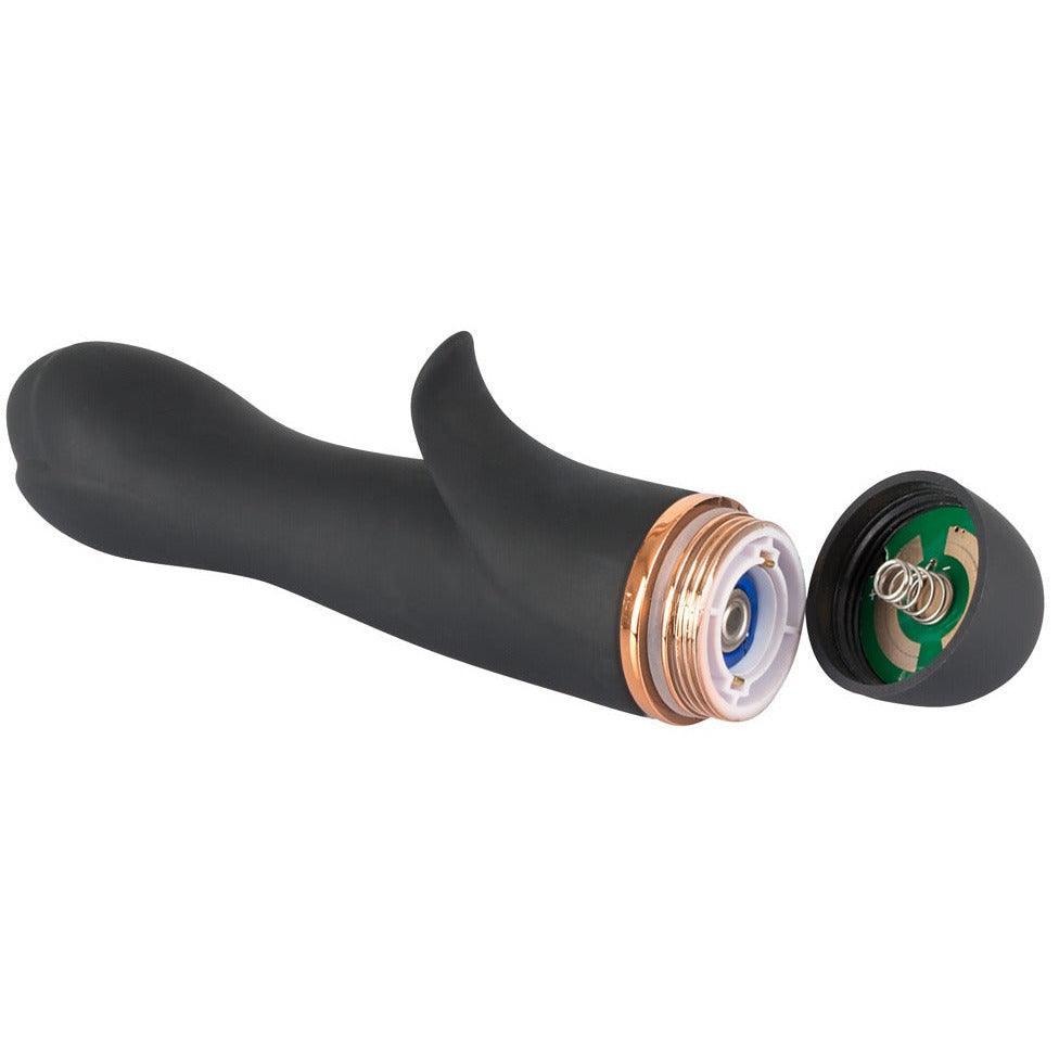 Vibrator "Tulip" aus Silikon - mit Klitorisreizer 16.4 cm (schwarz) - loveiu.ch