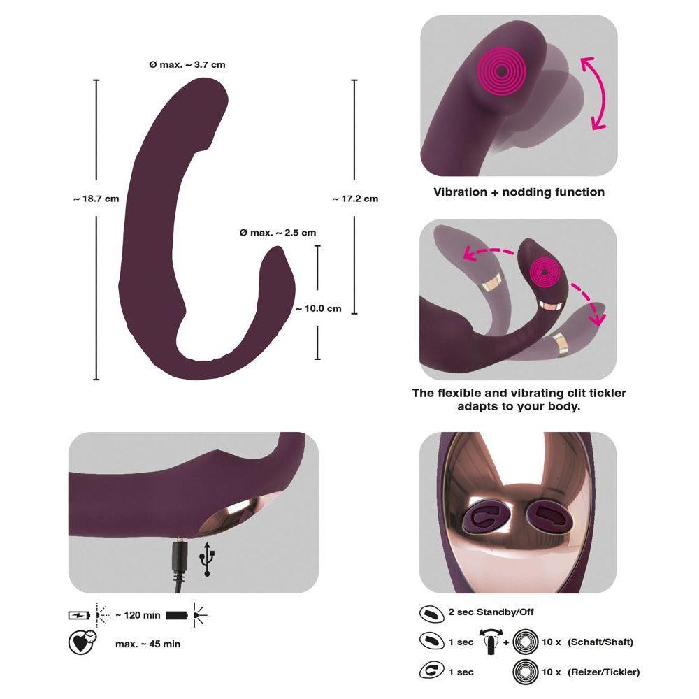 Vibrator "Nodding Tip Vibrator" aus Silikon - doppelte Stimulation 18.7 cm (violett) - loveiu.ch