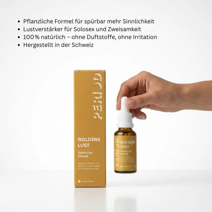Huile pour la vulve "PLAISIR D'OR" Huile intime végétale pour plus de plaisir et des moments intenses (20 ml)
