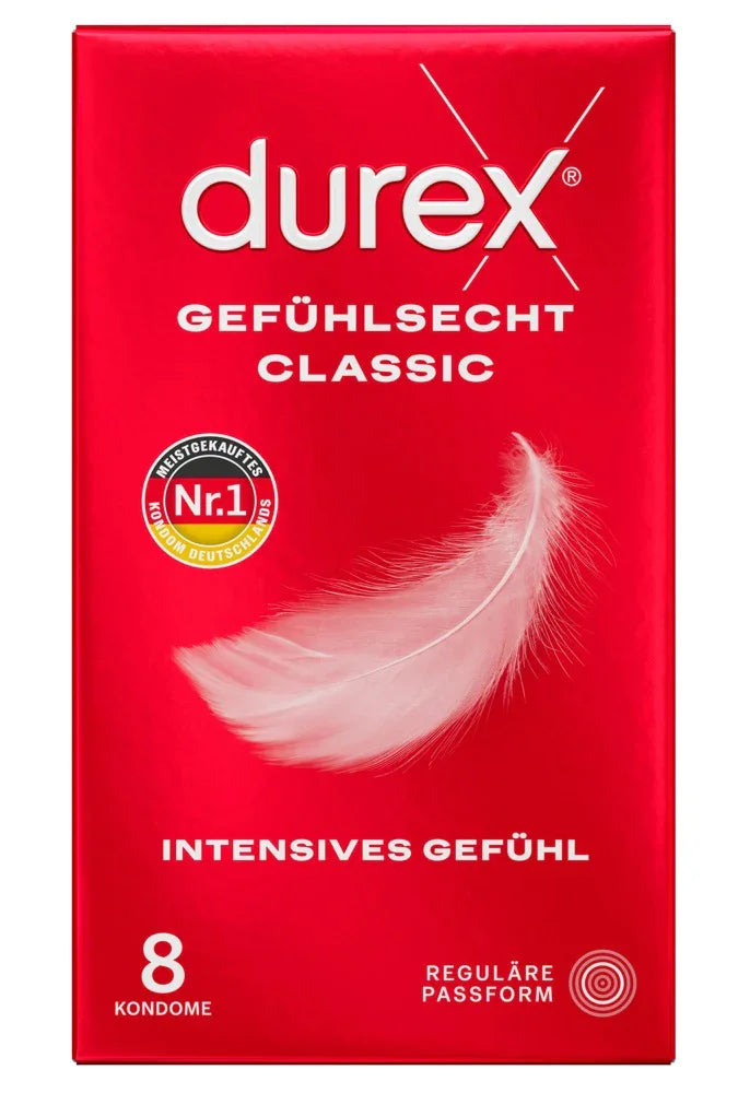Préservatifs en latex de caoutchouc naturel Durex "Gefühlsecht Classic" (Ø 56 mm/8 pcs.)