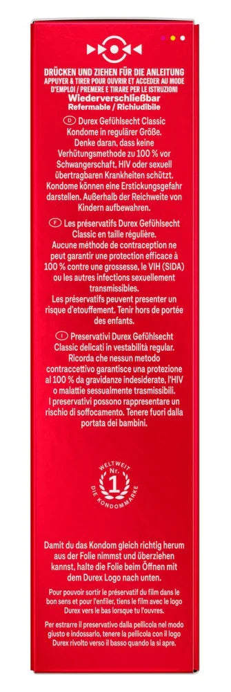 Préservatifs en latex de caoutchouc naturel Durex "Gefühlsecht Classic" (Ø 56 mm/8 pcs.)