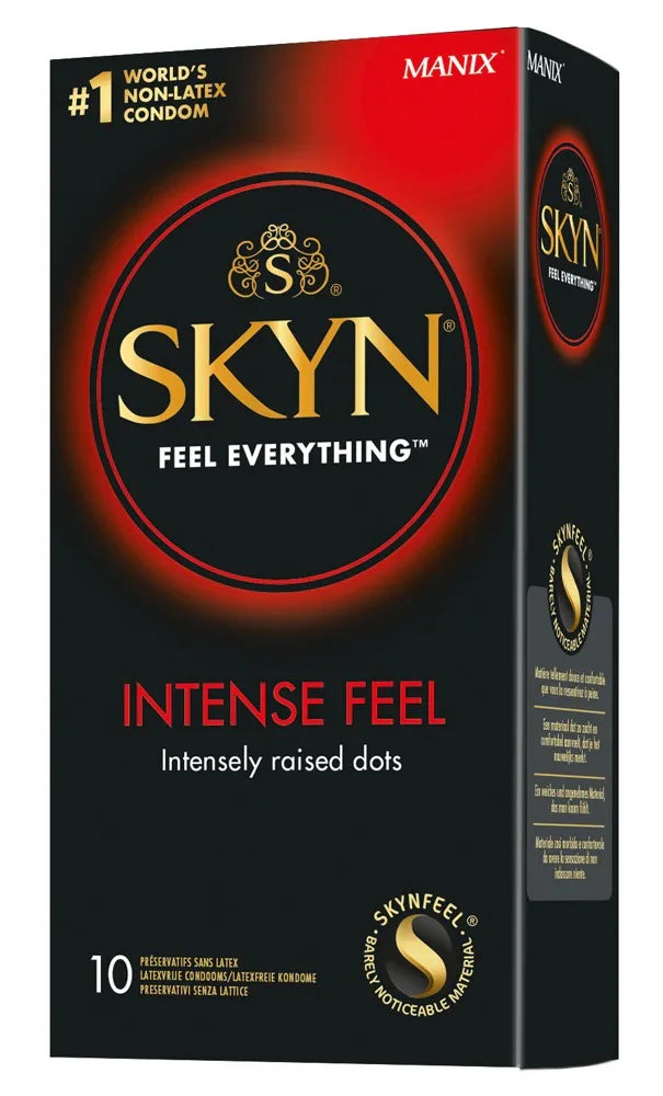 Kondome "Intense Feel" – latexfrei & genoppt (Ø 53 mm/10 Stk.) von SKYN