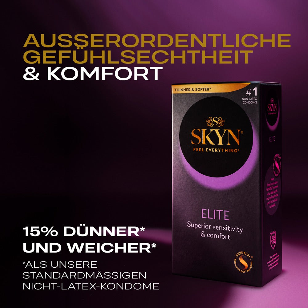 Préservatifs « Elite extra fins » sans latex - avec revêtement hydratant (Ø 53 mm/20 pièces) de SKYN