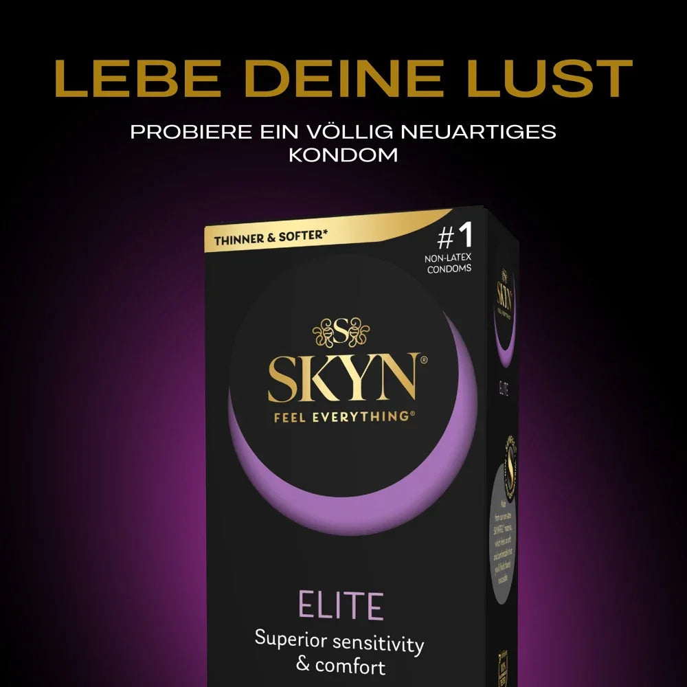 3-pack of "Elite extra thin" latex-free condoms - with lubricant coating (Ø 53 mm/3x20 pcs.) by SKYN