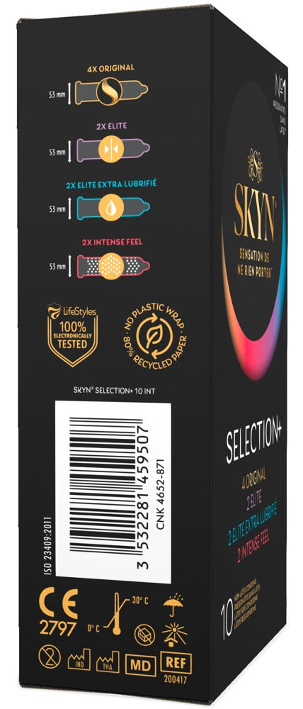 Préservatifs « Sélection+ » - mélange de préservatifs et vegan (Ø 53 mm/10 pièces) de SKYN