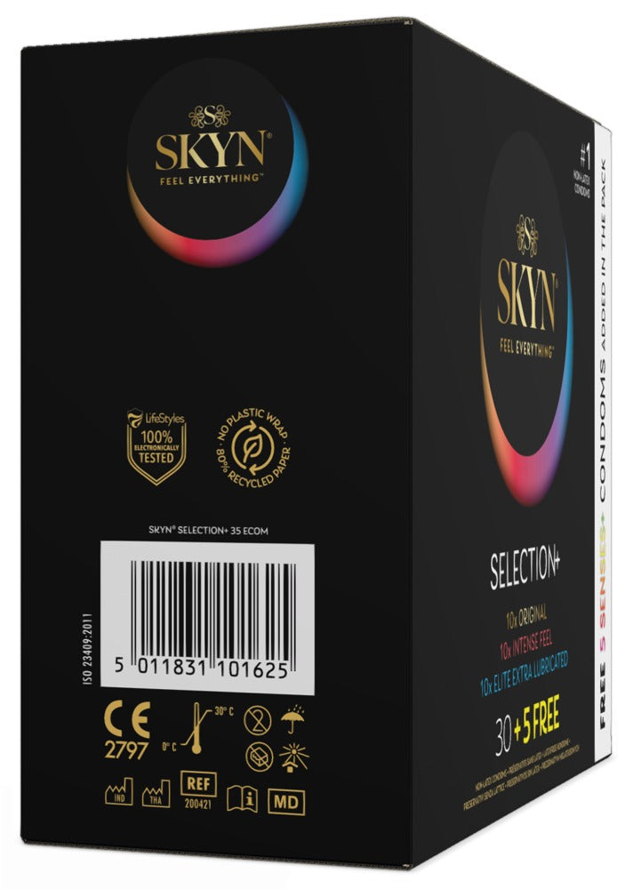 Préservatifs « Sélection+ » - mélange de préservatifs et vegan (Ø 53 mm/35 pièces) de SKYN