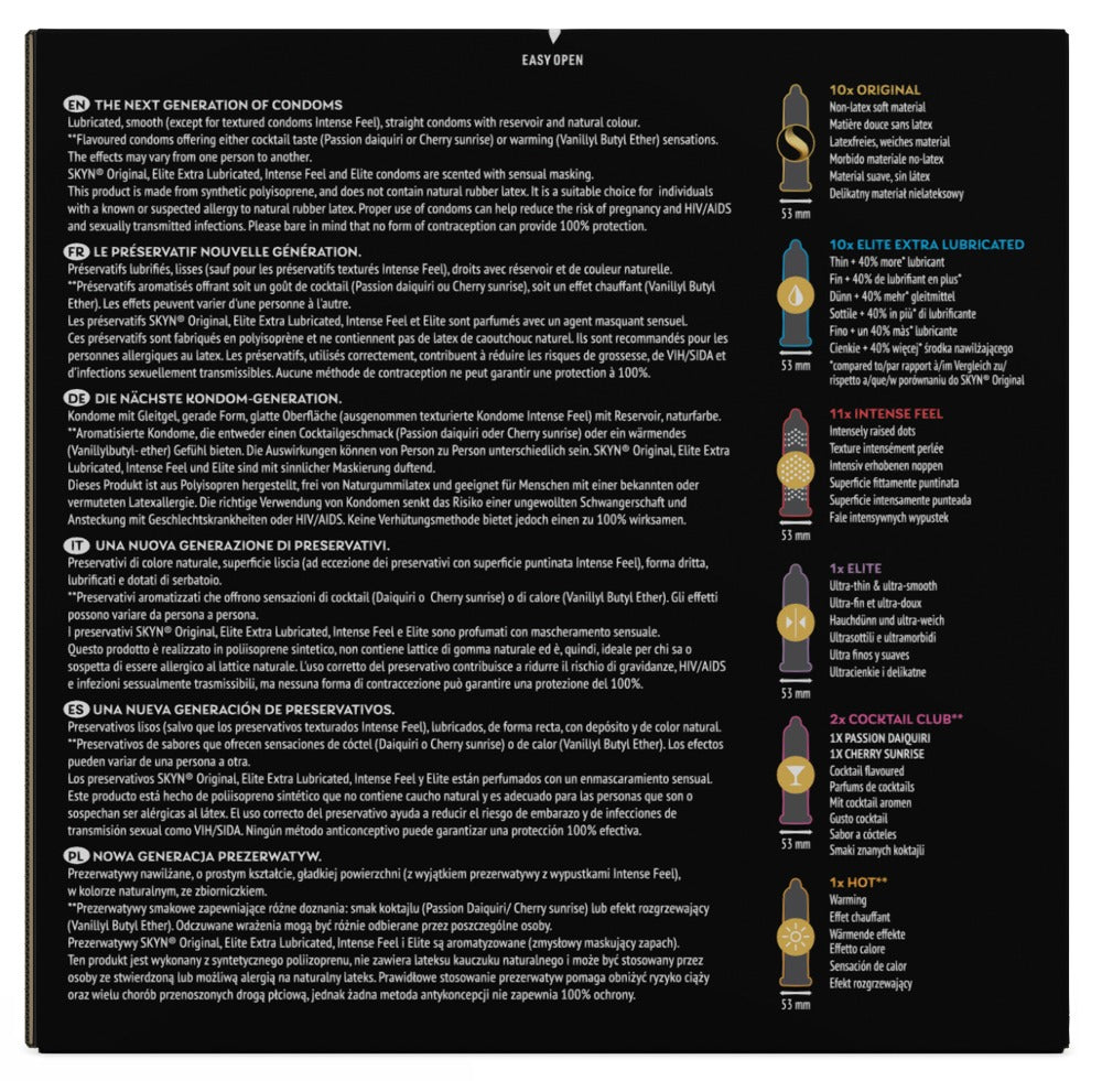 Préservatifs « Sélection+ » - mélange de préservatifs et vegan (Ø 53 mm/35 pièces) de SKYN