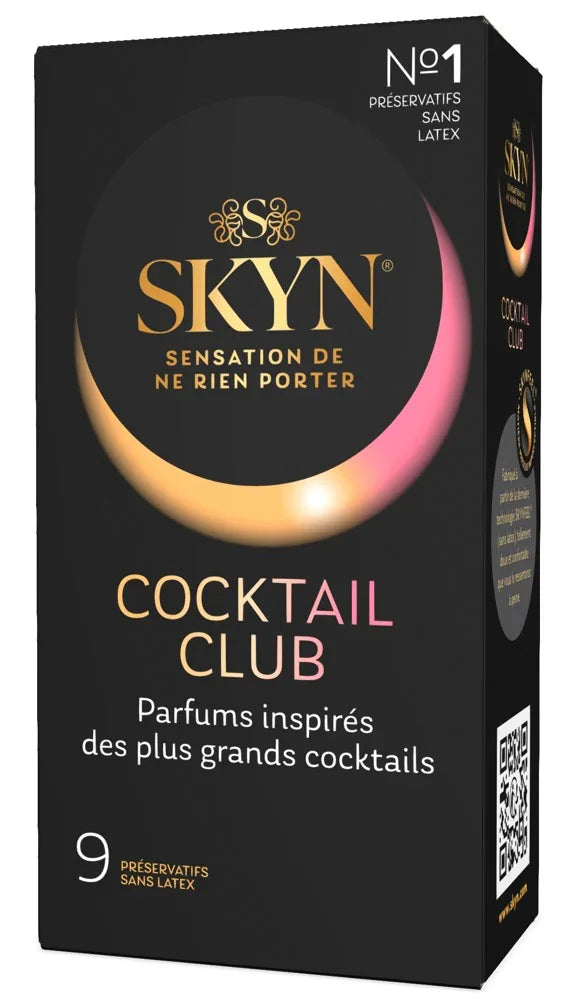 SKYN Cocktail Club Kondome, latexfrei, Parfüm, 9 Stück, schwarze Packung